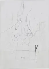 Anne Imhof, Drawing for Rage, 2014, oil, acrylic, pencil and ink on bourette silk