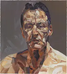 Jonathan Yeo, Reflection (Homage to Lucian Freud), 2020, archival pigment print with hand finished varnish on Hahnemuhle photo rag ultrasmooth paper with torn edges