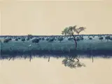 Tomás Sánchez, Atardecer de Día Blanco, 1983, watercolour on paper