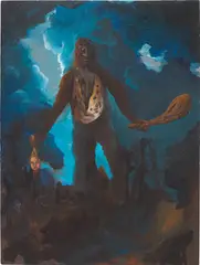He's back by Djordje Ozbolt, 2007, acrylic on board, offered Apr 2021