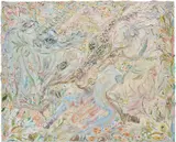 Allison Schulnik, Two Unicorns, 2015, oil on linen