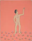 Clare Rojas, Untitled (Nude and Flowers), acrylic and gouache on board