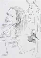 Merlin Carpenter, Untitled (Kate Moss), 1999, graphite and pen on paper