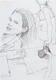Merlin Carpenter, Untitled (Kate Moss), 1999, graphite and pen on paper