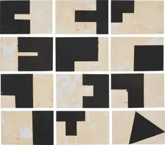 Richard Nonas, Untitled, 1985, oil, acrylic, graphite and ink on paper, in 12 parts