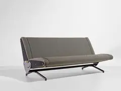 D70 Sofa by Osvaldo Borsani, 1954, enameled steel, brass and upholstery, offered Jul 2021