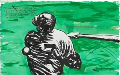 Raymond Pettibon, Untitled (Forward with us), 1999, ink on paper