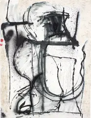 Untitled by Eddie Martinez, 2013, oil, spray paint and ball point pen on paper, sold Oct 2021