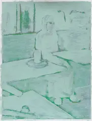 Lisa Brice, A (After Degas) (study), 2005, oil on digital print on paper