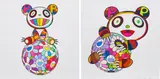 Two works: (i) Atop a Ball of Flowers, a Panda Cub Sits Properly; (ii) A Child's Panda Hugging a Flower Ball by Takashi Murakami, 2020, screenprint in colours, on wove paper, sold Oct 2021