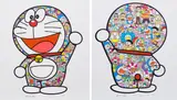 Two works: (i) Doraemon: Hip Hip Hurrah!; (ii) Mr Fujiko, F. Fujio and Doraemon Are in The Field of Flowers by Takashi Murakami, 2019, screenprint in colours, on wove paper, sold Oct 2021