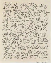 Brief an Peter Schamoni by Max Ernst, 1965, oil crayon on paper, sold Dec 2021