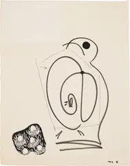 Ohne Titel by Max Ernst, 1971, paper collage, ballpoint pen and felt tip pen on paper, sold Dec 2021