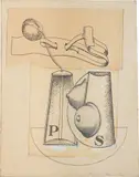 Max Ernst, Exlibris PS, 1974, paper collage, graphite and opaque white on card