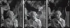 Close-up of Max Ernst, seated, Guggenheim Triplex, New York, 18 January 1942 by Arnold Newman, 1942, gelatin silver contact prints, in 3 parts, sold Dec 2021