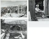 Various Photographers, Three Works: (i) Max Ernst und Dorothea Tanning beim Bau des Holzhauses, Sedona, Arizona, 1946; (ii) Max Ernst vor der Tür Holzhauses, Sedona, Arizona, 1947; (iii) Das fertiggestellte Holzhaus, Sedona, Arizona, 1947, Sedona, Arizona