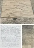 Max Ernst, Two works: (i-ii) La mer et le pluie (template for 'Histoire Naturelle', sheet I), 1925, (i) graphite frottage on paper in 2 parts, with accompanying letter (ii) collotype of whole frottage on paper