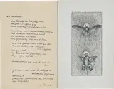 Max Ernst, Di oscuri - les dieux obscurs, 1948, paper collage on card mounted on handwritten paper manuscript of Paramyths