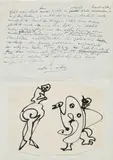 Max Ernst, Ohne Titel, 1963, ink on paper mounted on annotated manuscript page