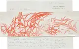 Max Ernst, Herzgefäße, 1967, oil crayon frottage on paper laid on a letter to Peter Schamoni from Max Ernst, mounted on card
