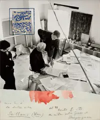 Ohne Titel by Max Ernst, 1963, chalk on paper mounted by Peter Schamoni on photograph with watercolour and pencil on paper, sold Dec 2021