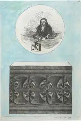 Max Ernst, Le rire des poètes, Seite 99, 1968, photographic enlargement with paint on canvas