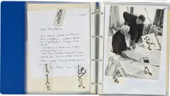 Max Ernst and Various Authors, Correspondence, 1963-1975, letters including correspondence between Peter Schamoni, Max Ernst, and Dorothea Tanning, illustrations, newspaper clippings, photographs and documents, in a portfolio of 57 transparent envelopes