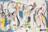 Neanderthal Jeans by Eddie Martinez, 2014, oil, enamel, spray paint and paper collage on canvas, sold Feb 2020