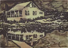 Camp Forestia by Peter Doig, 1996, oil on board, sold Feb 2020