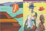 David Salle, How did we get there?, 2010, oil on 2 joined canvases