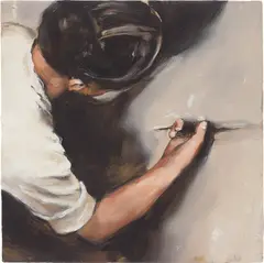 The Crack by Michaël Borremans, 2004, oil on panel, sold Feb 2020