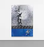 Ida Ekblad, Being Sinks Into Mere Stuff, 2014, acrylic based air brush inks and spray paint on linen
