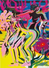 Mira Dancy, Statues in the Park, 2015, acrylic on canvas