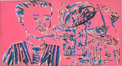 American Immigrant by George Condo, 1982, acrylic on paper with a further work on the reverse, sold Jul 2020