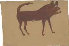 Bill Traylor, UNTITLED (Brown Dog), 1940, oil and graphite on cardboard