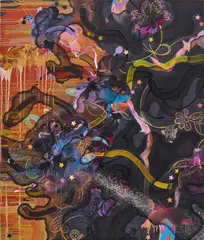 Curse of the Golden Flower by Fiona Rae, 2009, oil, acrylic and gouache on canvas, sold Jul 2020