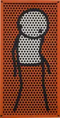 Orange Junkie by Stik, 2011, paint on metal grille, sold Jul 2020