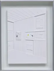 Lucy Williams, Abstract Cabinet (After El Lissizky), 2003, paper and acetate, in artist's frame