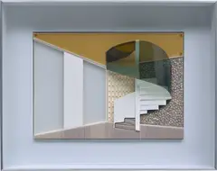 Lucy Williams, The Second Phase, 2003, stone, foam, yarn, plastic and cardboard, in artist's frame
