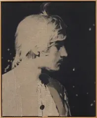 David Noonan, Peacock, 2009, silkscreen and jute on wooden panel, in artist's frame