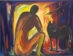 Das Hundebild II by Helmut Middendorf, 1983, oil on linen, sold Jul 2020