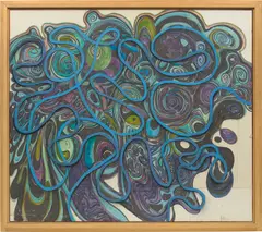 Anton Henning, Interieur No. 119, 2002, ink, watercolour, oil and paper collage on canvas, in artist's frame