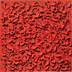 Carlo Rea, Rosso vermiglio, 2017-2018, plaster, pigment, tempera and glue on canvas