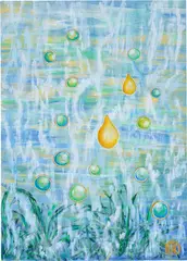 Iryna Akimova, The purifying rain, 2019, acrylic and graphite on canvas
