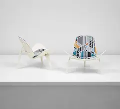 A Pair of Shell Chairs by Sarah Morris, 1963, beech wood and upholstery, in 2 parts, sold Jul 2020