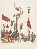 Marcel Dzama, The 1919 Revolution, 2009, ink and graphite on 4 adjoined sheets of paper