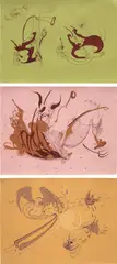 Inka Essenhigh, Three works: i) Untitled; ii) Untitled; iii) Into Hell, 2000, oil on paper