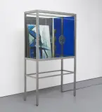 Josephine Meckseper, The Possibility of an Island, 2012, mixed media in stainless steel and glass vitrine with fluorescent light and acrylic sheeting