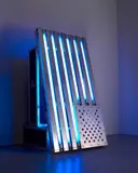 Banks Violette, Not Yet Titled (Flag Edition), 2010, fluorescent tubes, road cases, aluminium, electrical wires, assorted hardware, in 4 parts