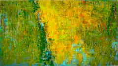 Shahram Karimi, Yellow Comfort, 2020, video projection and acrylic on canvas, in 2 parts